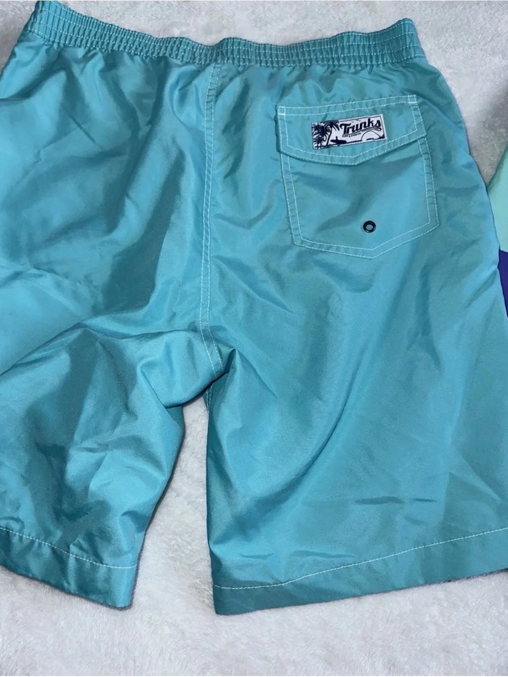 Mens Lot of 2 Swim Trunks Turquoise Color Block Purple Size Small S 30